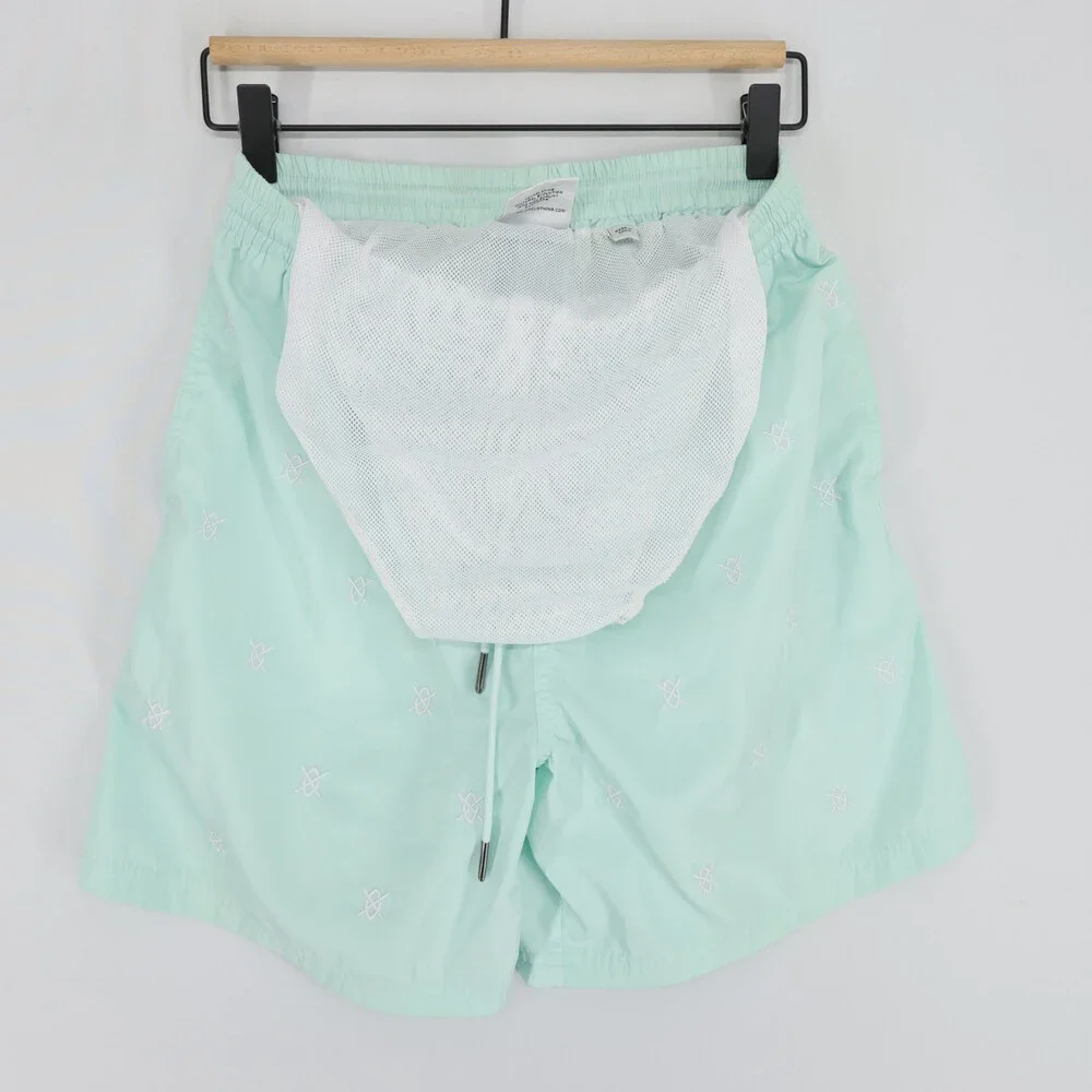Daily Paper Reshield Swim Shorts Mens S Green Embroidered Drawstring Mesh